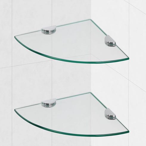 Glass Corner Shower Shelves, Tempered Floating Glass Shelves Wall Mount, Shower Caddy
