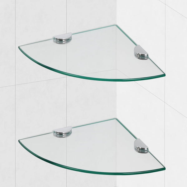 Glass Corner Shower Shelves, Tempered Floating Glass Shelves Wall Mount, Shower Caddy