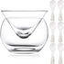 Glass Caviar Chiller Server Set with 6 Pcs Caviar Spoons, Mother of Pearl Spoon for Martini Wine Cocktail
