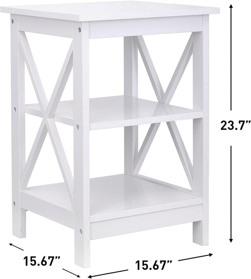 ZENY End Table, Sofa Side End Storage Shelf, Versatile X-Design Wooden Side Table, Living Room, Bedroom, Office