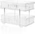 Masirs 2-Tier Clear Pull-Out Drawer Organizer, Compact Makeup and Closet Organizer, Easy Assembly Kitchen Storage