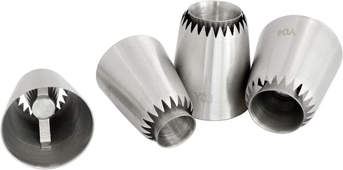 Sultan Piping Nozzle 4PCS 304 Stainless Steel Russian Piping Tips for Baking, Icing, Decorating Cookies, Cupcakes
