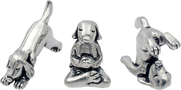 Basic Spirit Mini Yoga Dog Figurine Set (Pewter) - 3 pc.