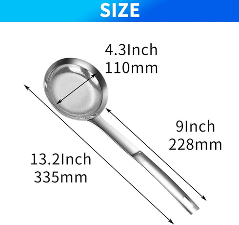 TBWHL Multi-functional Hot Pot Fat Skimmer Spoon – Stainless Steel Fine Mesh Food Strainer for Skimming Grease, DIA 4.4"