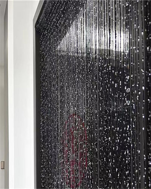 ave split Decorative Door String Curtain, Wall Panel Fringe Window Drapes, Room Divider Blind, Black 100cm*200cm
