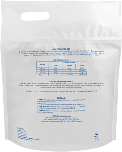 5-Pounds 100% Pool Mate Premium pH Up for Pools, Sodium Carbonate