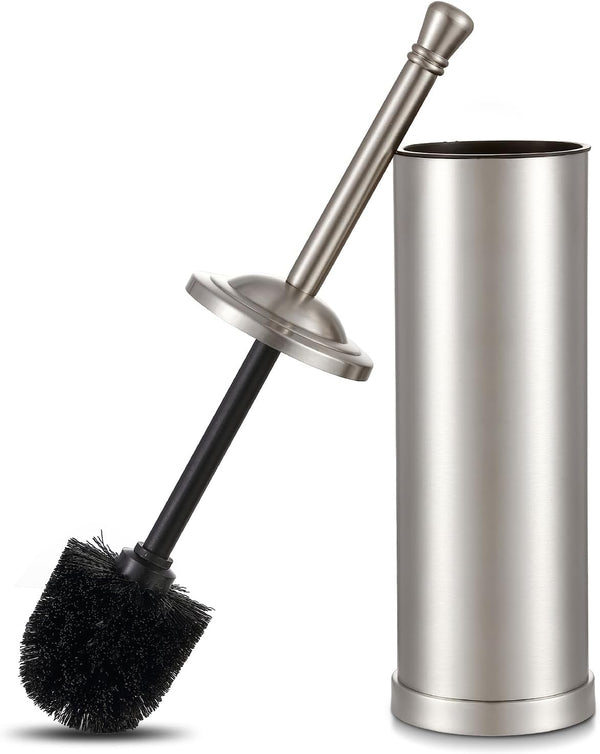 Brushed Nickel Toilet Brush and Holder Set,304 Stainless Steel Toilet Bowl Brush