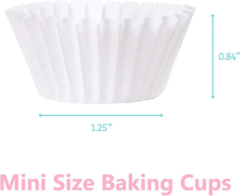 LotFancy 500pcs Mini Cupcake Liners, White Muffin Liners, No Smell, Greaseproof Paper Baking Cups, Small Cupcake Wrappers for Birthday Holidays, Bottom 1.25 inch Width by LotFancy