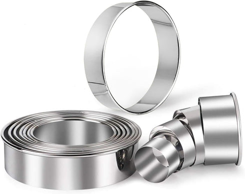 HULISEN Stainless Steel Round Cookie Cutter Set - 11 Circle Donut Doughnut Cutters for Baking