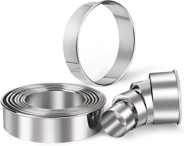 HULISEN Stainless Steel Round Cookie Cutter Set - 11 Circle Donut Doughnut Cutters for Baking