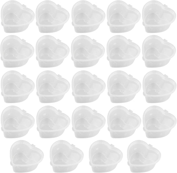 24 Pieces Heart Shaped Slime Storage Containers - 2.4 oz Transparent Small Plastic Box with Hinged Lids