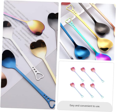 6pcs Heart Shaped Stainless Steel Spoon Set, Mini Dessert Spoons for Valentines Day