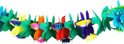 KESOTE 3 Pack Tropical Paper Flower Garland, 30FT Tissue Flower Banner for Hawaiian Summer Tiki Bar Party Decor