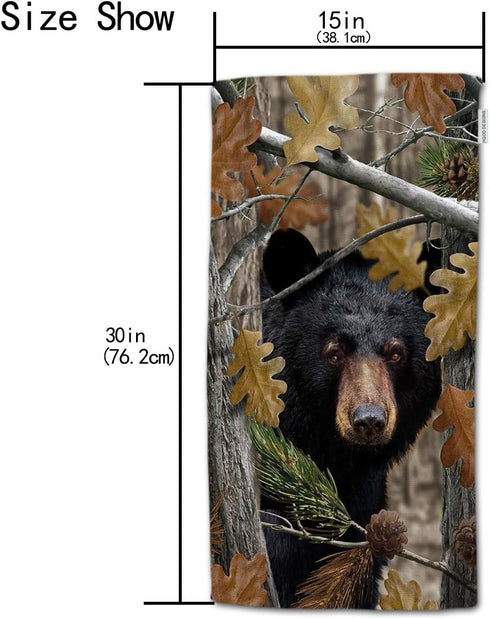 HGOD DESIGNS Bear Towels, Autumn Black Bear Family Cotton Soft Bath & Kitchen Spa Towels, 15'X30'