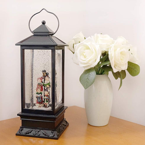 12" Christmas Musical Snow Globe Lantern by Eldnacele - USB Battery Operated with Santa Claus