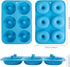 Silicone Donut Mold for 6 Doughnuts, Set of 2, Food Grade LFGB Baking Pan, Non-Stick, Dishwasher Safe, Blue