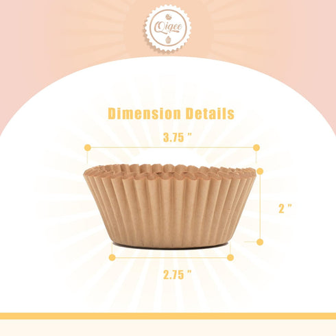 qiqee 300 Count Jumbo Cupcake Liners Natural Muffin Liners Food Grade Jumbo Size Baking Cups Paper No Smells(Large Size) by qiqee