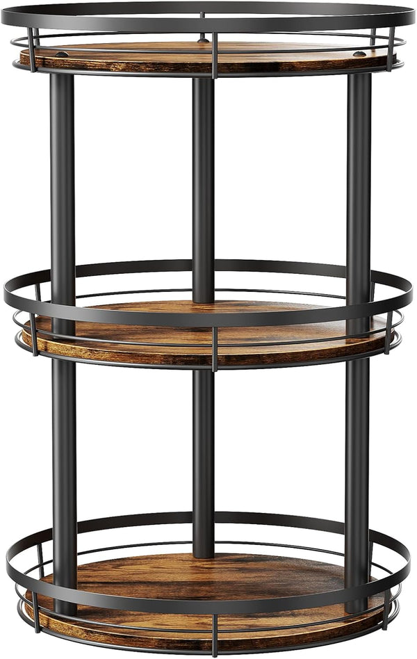 LAMU 12'' Wood Lazy Susan Spice Rack Organizer, 3 Tier Spice Organization