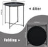 4 Garden you End Table Metal Side Table Black Round Folding Tray Cyan Sofa Small Accent Fold-able Table, Round End