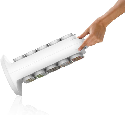Mind Reader Single Serve Coffee Pod Carousel - 30 Pod Capacity Countertop Organizer (6.75"L x 6.25"W x 12.5"H, White)