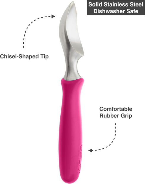 BALCI Heavy Duty Ice Cream Scoop, Stainless Steel Ice Cream Scooper with Non-Slip Rubber Grip, Pink