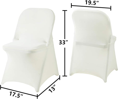 Ascoza 6 Pack Ivory Spandex Folding Chair Covers in Stretch Washable Fabric for Wedding, Party,Holidays,Celebration