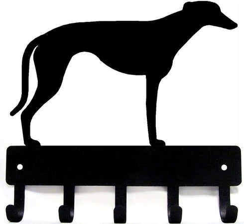 Greyhound Dog Leash Hanger & Key Holder for Wall, Large 9 Inch Wide with 5 Hooks, Made in USA