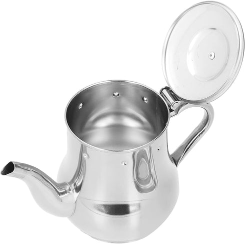 500 ML Stainless Steel Teapot, Silver Tea Kettle with Removable Infuser, Gooseneck Short Spout for Home Kitchen