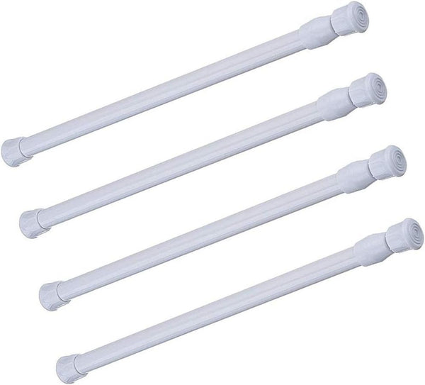 Cupboard Bars Tension Rods, 4 Pack Spring Tension Rods 7-10.6 Inch Steel Adjustable Curtain Rod Shower Rod