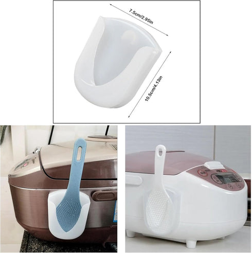 3 Pack Rice Spoon Holder Rice Paddle Storage Organizer Detachable Suction Cup Type Rack Stand Case for Zojirushi Sushi Maker Rice Cooker Non-Stick Serving Scoop Shovel Spatula