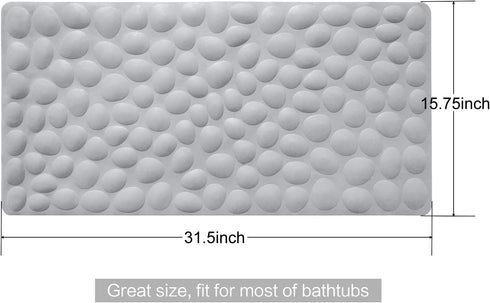 OTHWAY Non-Slip Bathtub Mat, Soft Rubber Bathroom Bathmat with Strong Suction Cups (Grey)