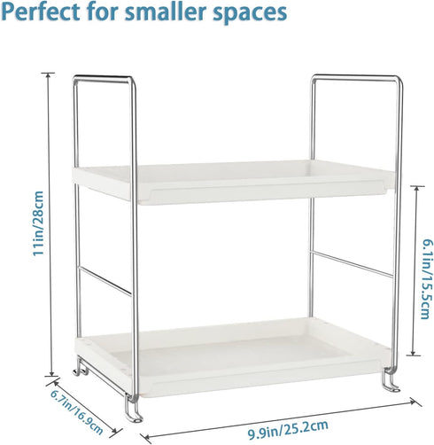 2-Tier Countertop Kitchen Spice Rack Standing Shelf-Bathroom Organizer-Vanity Tray Cosmetic & Makeup Storage,Perfect