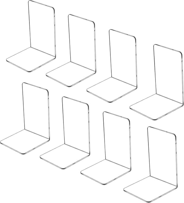 Lulonpon 8pcs Acrylic Book Ends - Non-Skid Clear Bookends for School Library and Desktop Organizer, Book Shelves
