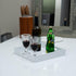 12x12x2H Inches Countertop, Glossy White Acrylic Serving Tray with Handles, - Spill Proof, Decorative Trays for Ottoman