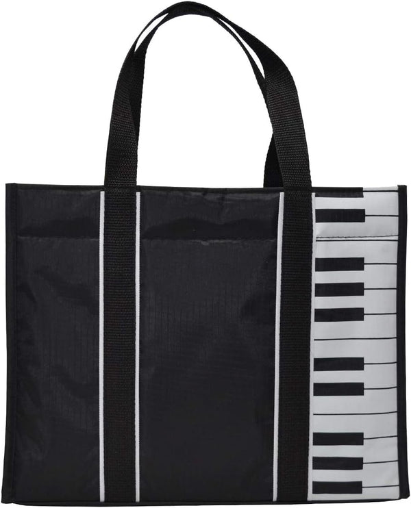 Piano Keys Music Tote Bag, Waterproof Oxford Cloth Handbag with 5mm Sponge, Shopping Bag with Magnetic Snaps