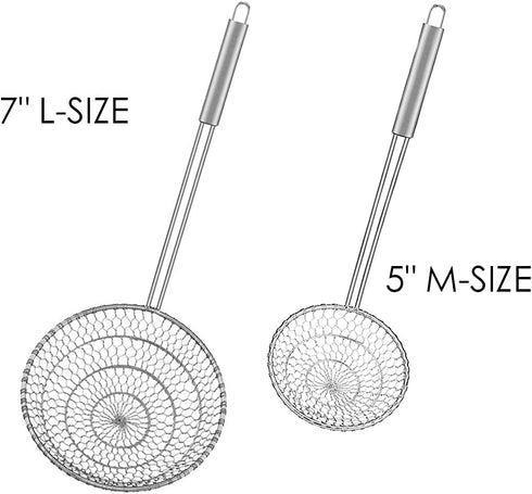 Best Utensils Asian Kitchen Stainless Steel Spider Strainer, Professional Wire Skimmer with 5-Inch Strainer Basket