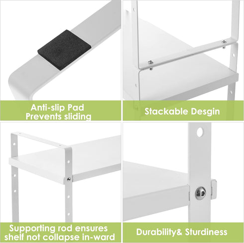 Counter 2 Pack) Across-Star Expandable Cabinet Shelf Organizer Rack, Stackable Kitchen Storage Shelves Stand