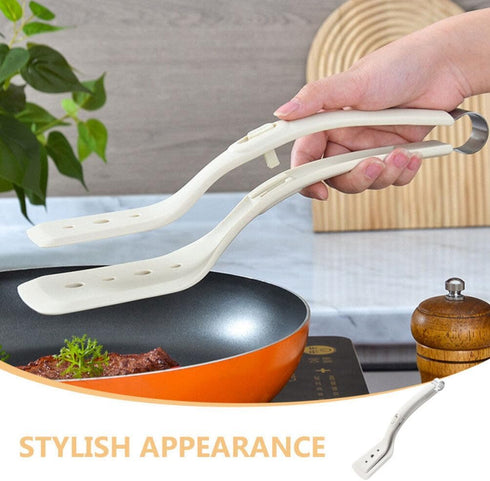 Alipis 2 in 1 Grip and Flip Spatula Tongs, Silicone Egg Flipper for Pancakes, Fish, Omelet, Steak, White