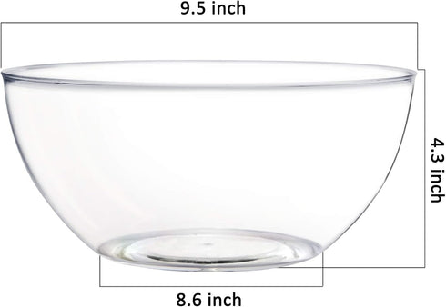 Youngever 4 Pack 115OZ Large Clear Plastic Mixing and Serving Bowls, Popcorn, Salad, Chip and Dip
