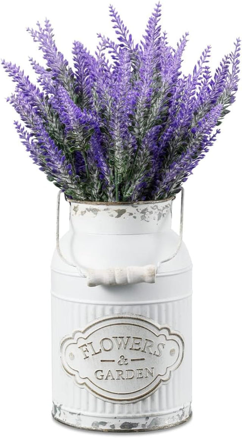 APSOONSELL White Farmhouse Metal Flower Vase, French Style Shabby Chic Decor for Kitchen, Bathroom, Weddings