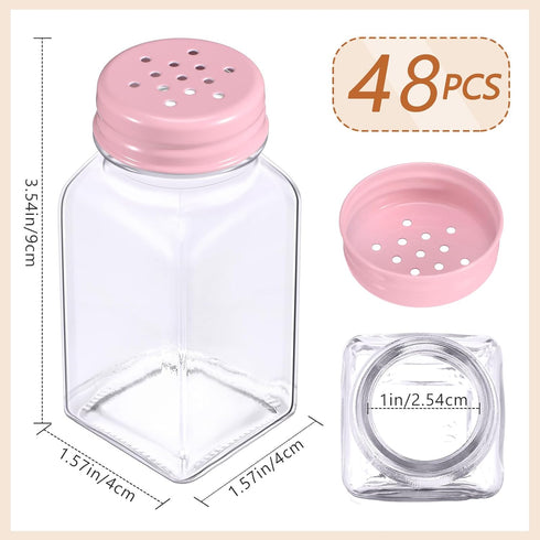 48 Pack 2.7oz Bokon Glass Salt Shaker Bulk with Stainless Lids Small Spice Shaker for Kitchen Restaurants and Catering