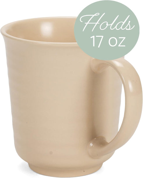 Elanze Designs Cream Matte Glaze Finish Stoneware Coffee Cup Mugs Set of 4, 17 Ounce