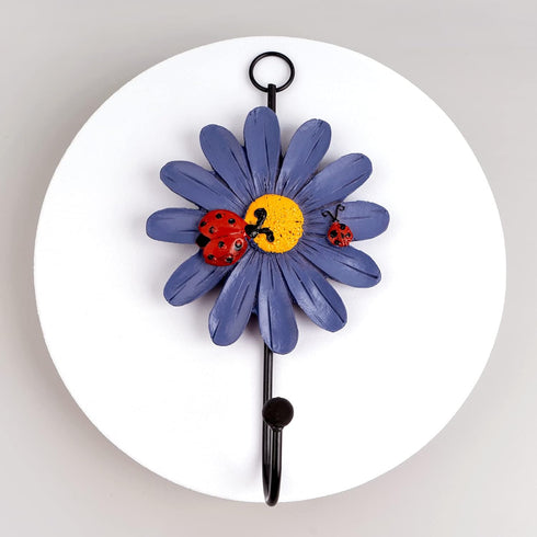 Notakia Creative Daisy Resin Wall Hooks, Hand-Painted Flower Iron Hook, Set of 4 Home Decoration