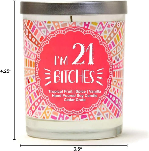 21st Birthday Gift for Her | Funny Scented Candle for Daughter, BFF, Sister - Tropical Fruit, Spice, Vanilla