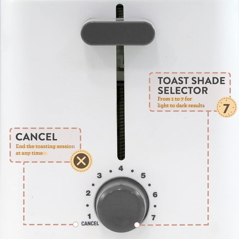 Elite Gourmet ECT-1027# Cool Touch Toaster, 7 Toast Settings, Extra Wide Slots, 750-Watts, White