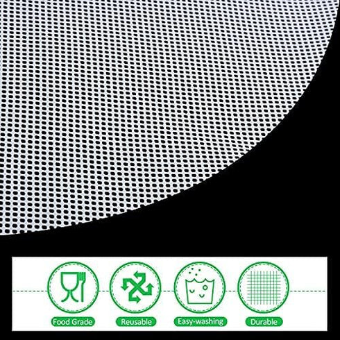 Blulu 8 Pieces Non-stick Round Silicone Dehydrator Sheets, Reusable Mesh Mat for Fruit Dryer
