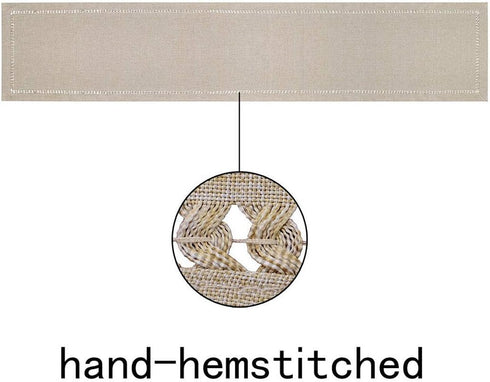 Grelucgo Handmade Hemstitched Polyester Rectangle Table Runners, Beige 14x54 inch