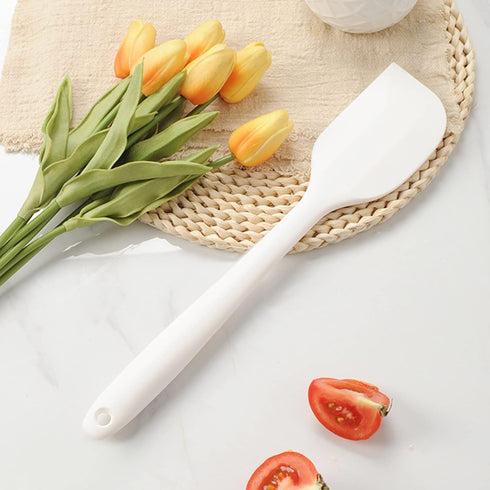 White Silicone Spatula for Cooking, Heat Resistant 10.8In Small Kitchen Spatula for Baking