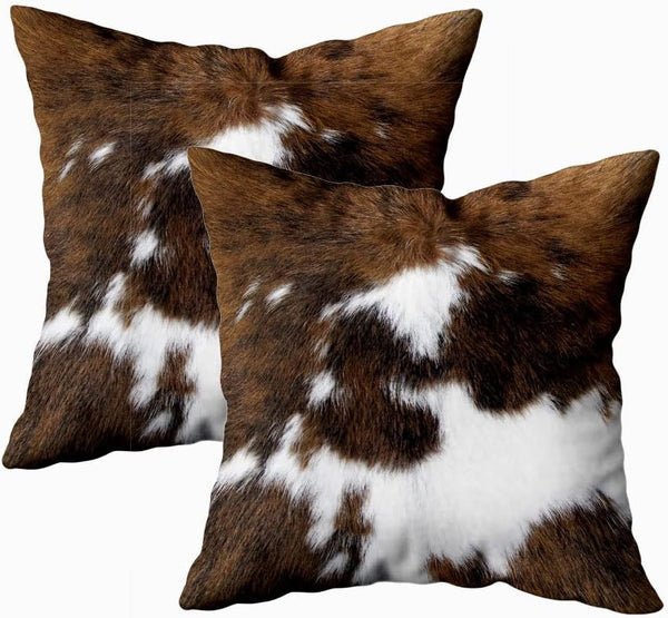 TOMWISH Pack of 2 Throw Pillow Covers - Christmas Cowhide Printing Western 18x18 Decorative Cushion Covers