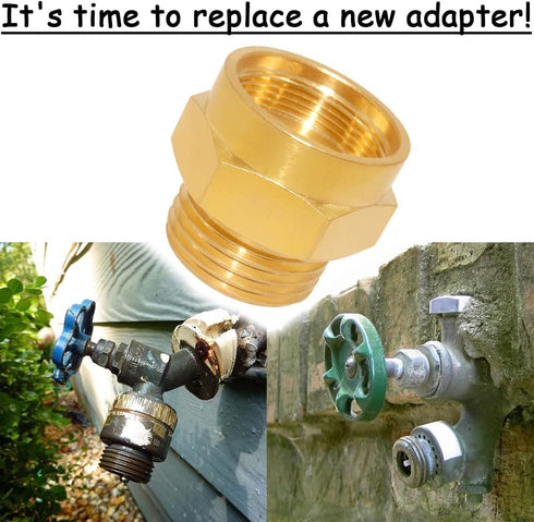 1.125" 3/4" Uenede Garden Hose Bib Adapter, Measure Diameter Female Fine Thread to Standard GHT Male Thread, Compatible